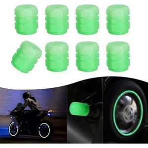 Bouchon de Valve de Pneu Fluorescent(Vert), 8PCS Lumineux Valve de Pneu Anti-Poussi&egrave;re Universel, Couvercle de Tige de Valve Lumineux Accessoires de