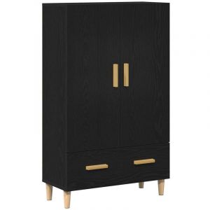 Buffet，Bahut，Haut Armoire Noir 70 x 31 x 115 cm Bois d'ing&eacute;nierie CFW61145