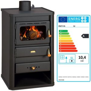 Poêle à bois Prity S2 – 10,4 kW, Noir Graphite, Classe A, Design Compact