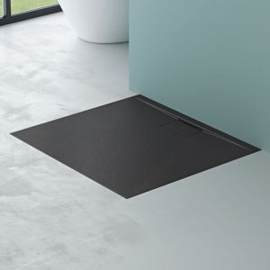 Mai&mai - Receveur de Douche Bac &agrave; Douche Gris-Noir en R&eacute;sine Marbre Artificielle Bac de Douche 70x100x3 cm Bonde Compris Geo07