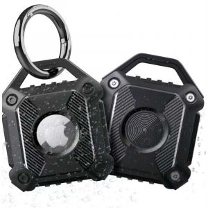 Porte-&eacute;tiquette Air Tag Armor en fibre de carbone TPU - Noir