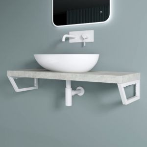 Doporro - 2 Pièces Équerre de Fixation Blanc Plan de Toilette Étagère Tablette Murale Porte-Serviette en Acier Inoxydable 38x2,5x15cm WH04