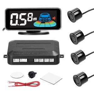 Lot de 4 capteurs de stationnement arri&egrave;re pour voiture avec 4 capteurs de stationnement D&eacute;tection de distance + &eacute;cran lcd + avertisseur sonore