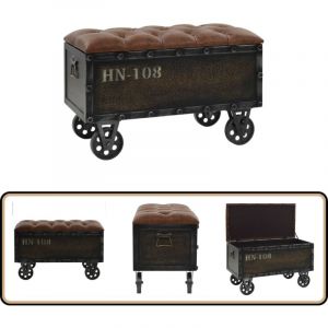 Banc de rangement Bois massif et similicuir 80,5x41x50 cm - Banc De Rangement - Banc Coffre - Meuble Rangement - Mobilier Vintage - Banc Pliable