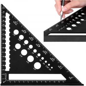 5 en 1 Equerre de Menuisier, Équerre Charpentier Multifonction 180 mm, Aluminium Regle, Trusquin Rapporteur de 45 à 90 Degrés, Equerres - Ahlsen