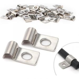 Largeight - 30 Pièces Fixation Grillage Rigide Sur Mur 4mm Attache Grillage Rigide Inoxydable Colliers de Serrage en u à Trou Unique Fixation Murale