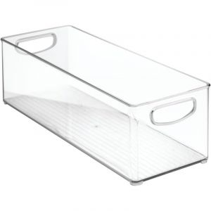 Linghhang - Cabinet/Kitchen boîte de rangement, extra-grand bac pour réfrigérateur en plastique, longue boîte, transparent, 41cm x 15 cm x 12.5 cm