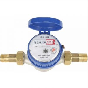 Ulisem Compteur d'eau - D&eacute;bit de compteur d'eau froide 15mm 1/2 pouce avec raccords pour la maison et le jardin
