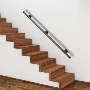 Rampe Escalier Main Courante Rampe d'escalier Antidérapante Métal Acier Galvanisé Fonte pour Intérieur Extérieur 150cm - Swanew