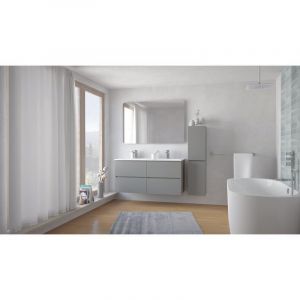 Ondee - zen - Colonne de rangement à suspendre trendy - 30 cm 2 Portes - Laqué gris mat