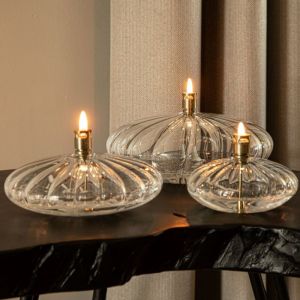 Lampe &agrave; huile galet stri&eacute; - taille S - Peri Glass