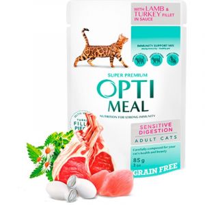OPTIMEAL Chat Sensible Filet d'agneau et de dinde en sauce 85g