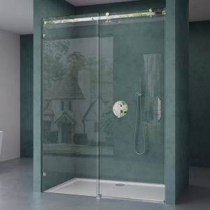 Mai&Mai Paroi de Douche en niche 135x195cm Pare Douche Transparent avec Porte Coulissante en Verre esg avec Rev&ecirc;tement nano Easy Clean T4-2