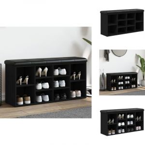 Banc à chaussures noir 102x32x50 cm bois d'ingénierie - Banc Chaussure - Banc Entrée - Meuble Rangement - Banc Coffre - Organisation Chaussures