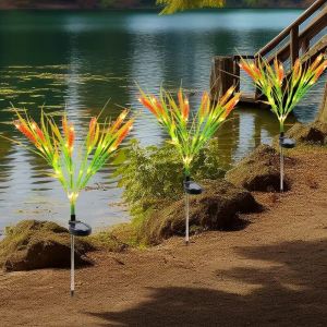 Lot de 4 lampes solaires d'extérieur à led en forme d'épi de blé