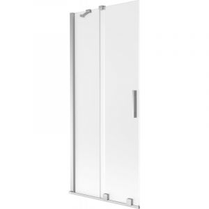 Mexen - Paroi de baignoire coulissante &agrave; 2 volets Velar 85 x 150 cm, d&eacute;poli, chrome - 896-085-000-31-01