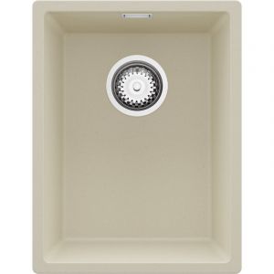 PRIMAGRAN Evier Sous Plan 36x47cm,Evier en Granit 1 bac + Kit de Vidage, &Eacute;vier au meuble 40cm - London, Beige