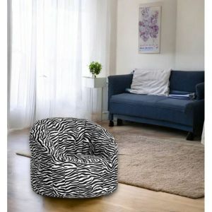 Talamo Italia - Dmora Fauteuil rond rembourré, effet 'zèbre', Dimensions 80 x 80 x 80 cm