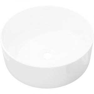 Bonnevie - Lavabo vasque &agrave; poser Luxueux, ronde Bac &agrave; laver, C&eacute;ramique Blanc 40 x 15 cm OIB8666E