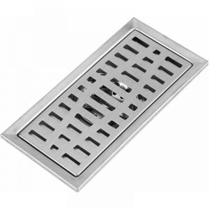 Lntyq Siphon de sol avec couvercle amovible, évier rectangulaire 200 x 100 mm, siphon de douche en acier inoxydable, siphon à grille pour salle de