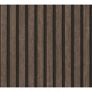 Profhome - Papier peint 3D aspect bois 391093 papier peint intiss&eacute; gaufr&eacute; &agrave; chaud textur&eacute; &agrave; l'aspect de bois mat brun noir 5,33 m2