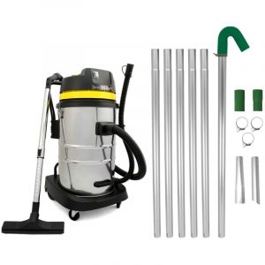 Syst&egrave;me d'Entretien Goutti&egrave;re Aspirateur 60 L 2 en 1 1400 W 82 dB & Perche de Nettoyage Embout d'Aspiration pour Goutti&egrave;re Extensible 1,2 m &agrave; 7,2 m ⌀