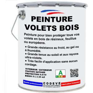 Codève Bois - Peinture Volets Bois - 5 l - Codeve Bois - ral 8017 - Brun chocolat - Pour La Protection De Votre Volet, Persienne, Fenêtre, Portail