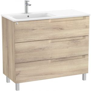 Pack Unik Meuble 3 tiroirs + lavabo gauche aleyda Roca Couleur : Bois Beige - Dimensions : 1005x460x740 mm