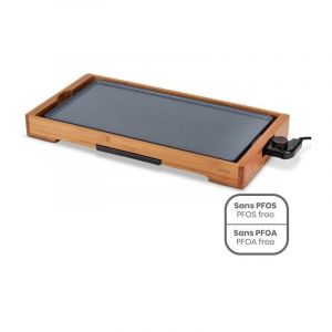 Livoo - Plancha bambou revetement c&eacute;ramique DOC322 - 2200W - Plaque amovible en fonte d'aluminium - Thermostat ajustable