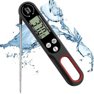 Thermom&egrave;tre Viande Pliable Thermom&egrave;tre Cuisine Num&eacute;rique Thermom&egrave;tre &agrave; viande avec Grande &eacute;cran LCD et Sonde Pliable pour BBQ Cuisson Buf Viande