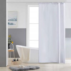 Rideau de Douche,Blanc,Anti Moisissure,Petit,Tissu Polyester,Imperm&eacute;able,Rideaux Baignoire Lavable en Machine,80 x 180cm,6 Crochets