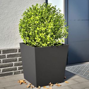 Jardinière-Pot de fleurs 2 pcs noir 50x50x50 cm acier
