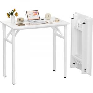 Haloyo - Bureau d'Ordinateur Informatique Pliante, Bureau table meuble, Table d'étude/à dîner Pliable pour Maison/Bureau, 80x50x76cm, blanc