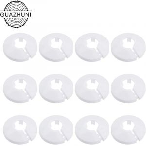 12 Pcs Cache Tuyau, Cache Tuyau Plomberie Collier Radiateur, Manchon Radiateur pour Tuyau Rosace Ronde Blanche Diam&egrave;tre de 15 mm (Blanc),Convient