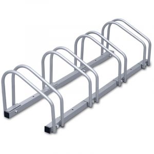 Tolletour - Râtelier vélos pour 4 vélos, 101x32x26cm, Support à vélo en acier galvanisé, peut être fixé au sol/au mur, pour largeurs de pneus de 3,5