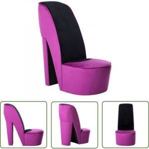 The Living Store - Chaise en forme de chaussure &agrave; talon haut Violet Velours - Chaises Originales - Chaise D&eacute;corative - Chaise Tendance - Fauteuil