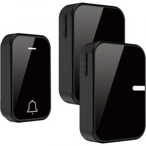 Vtizikl Sonnette sans fil, sonnette sans fil &eacute;tanche pour la maison, kit de sonnette de porte sans pile, 38 sonneries, 4 volumes r&eacute;glables (1 bouton