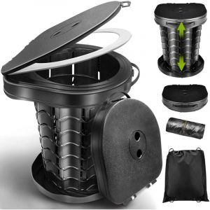 Toilette Portable Camping avec Couvercle, WC Portable avec Sac Poubelle, Toilettes S&egrave;ches, pour Le Camping, Les Barbecues, Les Voyages, la P&ecirc;che, la