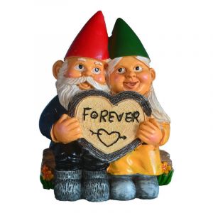 Ahlsen - 1pc Statue de Jardin couple de nains, Décoration De Statue De Nain en Résine Gnome Ornement pour Décoration de Pelouse