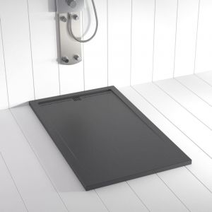 Receveur de douche Resine FLOW Anthracite (grille coloure)- 80x130 cm - Grille + Valve OFFERTE