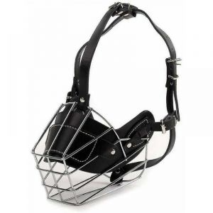 1pc noir Muselière Super Metal Muselière Muselière en cuir pour grands chiens