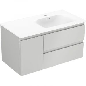 Mexen Orio armoire de salle de bain 90 cm avec lavabo Vela &agrave; droite, 2S, 1D, gris mat/blanc mat - 91A13-09047-3-BBFFF62-W23P01