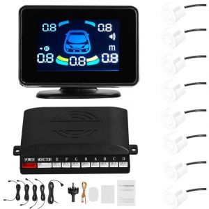 Tonysa - Stationnement arrière pour voiture avec 8 capteurs de stationnement Détection de distance + écran lcd + avertisseur sonore sonore