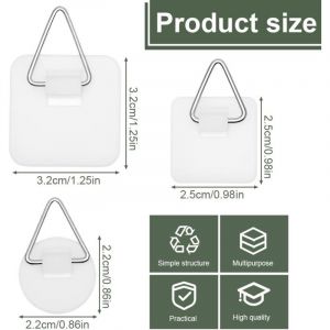 8 pi&egrave;ces Attache Cadre sans percer,Crochet adh&eacute;sif,Crochets Adh&eacute;sifs Invisibles, accroche Tableau sans percer,Attache Cadre Adh&eacute;sif, Supports