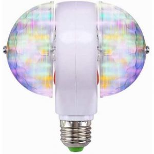 GROOFOO Stage Light,E27 RVB LED Disco Stage Lights Ball Ampoule 2 têtes rotative Effet de fête Lampe guirlandes RVB LED Lumière de scène(220V)