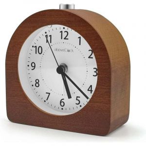 Vtizikl Réveil à piles avec fonction snooze, réveil de voyage lumineux en bois, silencieux (sans tic-tac), réveil analogique, aiguilles à tonalité