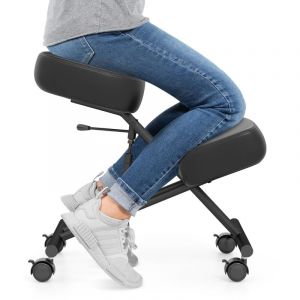 Chaise &agrave; Genoux Ergonomique Rembourr&eacute;e, Siege Assis Genoux R&eacute;glable, Tabouret Bureau Orthop&eacute;dique avec Roues Universelles Verrouillables