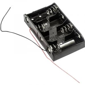 MPD - BH4CW Support de pile 4x LR14 (c) raccordement par fils (l x l x h) 106 x 58 x 23 mm