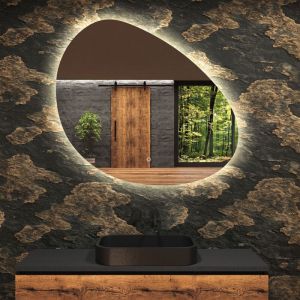 Artforma - Miroir de salle de bain led - Miroir 104x74cm asymétrique - Interrupteur sensitif - Blanc Froid - (OBKA221)