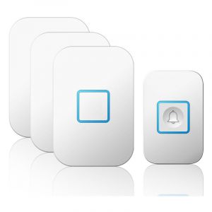 Blanc Sonnette sans fil, port&eacute;e de 400 m, sonnette d'entr&eacute;e ext&eacute;rieure &eacute;tanche IP55 avec 3 r&eacute;cepteurs enfichables, 60 m&eacute;lodies, 5 niveaux de volume,